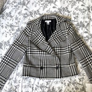 NEW Liz Claiborne Cropped Houndstooth Double-Breasted Jacket- Never Worn